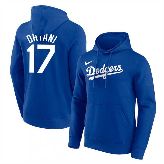 Los Angeles Dodgers #17 Shohei Ohtani Blue Name & Number Pullover Hoodie,We sell and wholesale Los Angeles Dodgers #17 Shohei Ohtani Blue Name & Number Pullover Hoodie on line form chian!